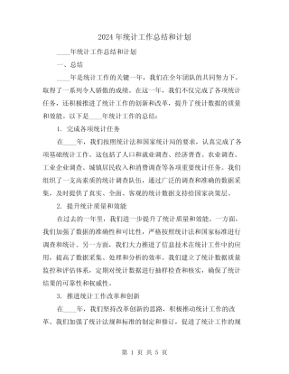 2024年统计工作总结和计划(2) 