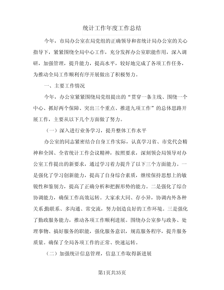 2024年统计工作年度工作总结(9) _第1页