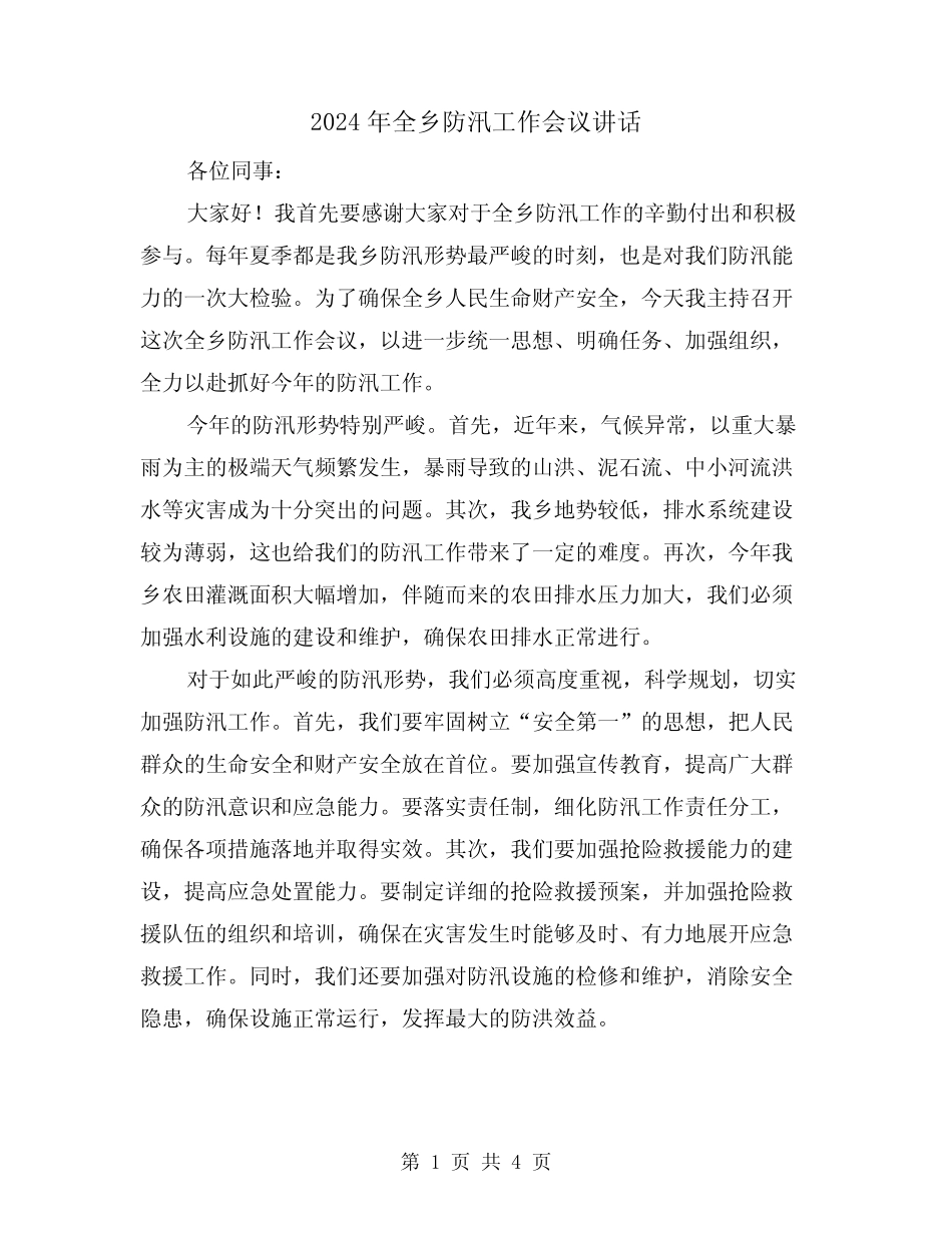 2024年全乡防汛工作会议讲话(2) _第1页