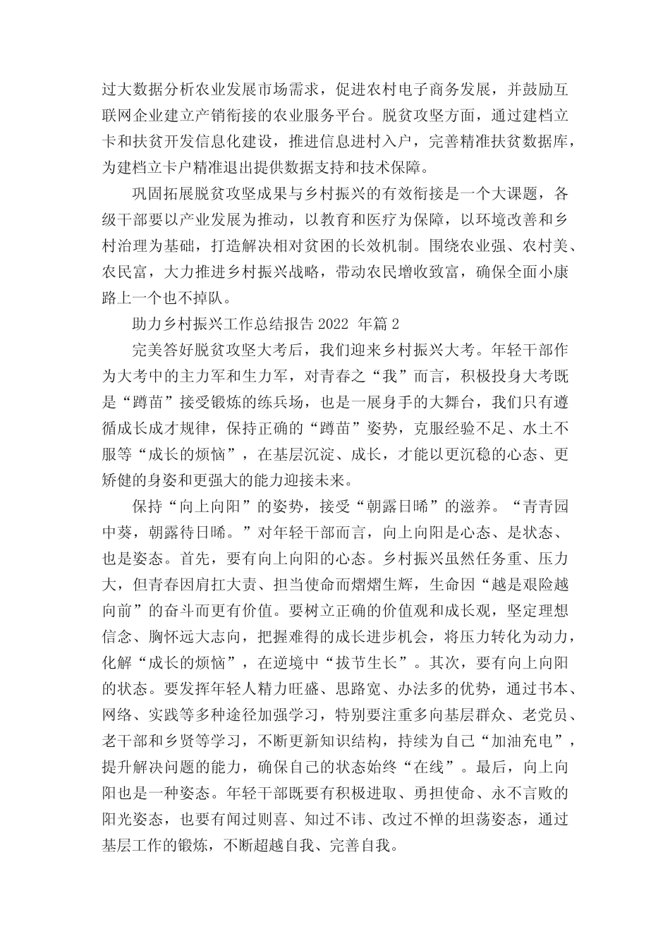 助力乡村振兴工作总结报告2022年5篇 _第2页
