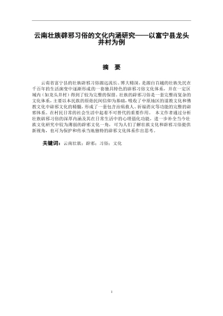 云南壮族辟邪习俗的文化内涵研究——以富宁县龙头井村为例论文设计