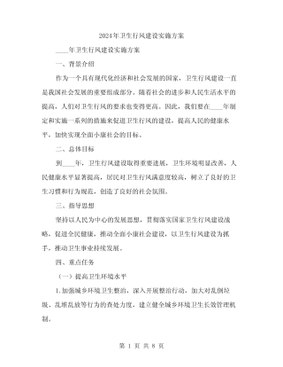 2024年卫生行风建设实施方案(2) 