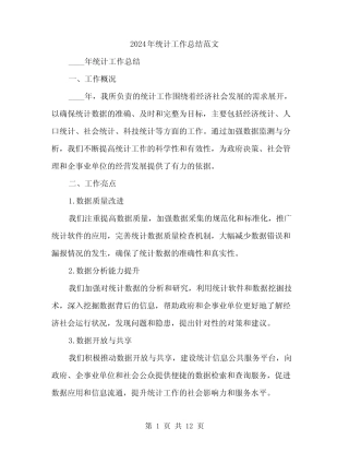 2024年统计工作总结范文(4) 