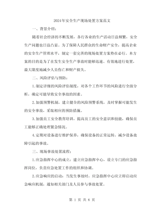 2024年安全生产现场处置方案范文(二篇) 