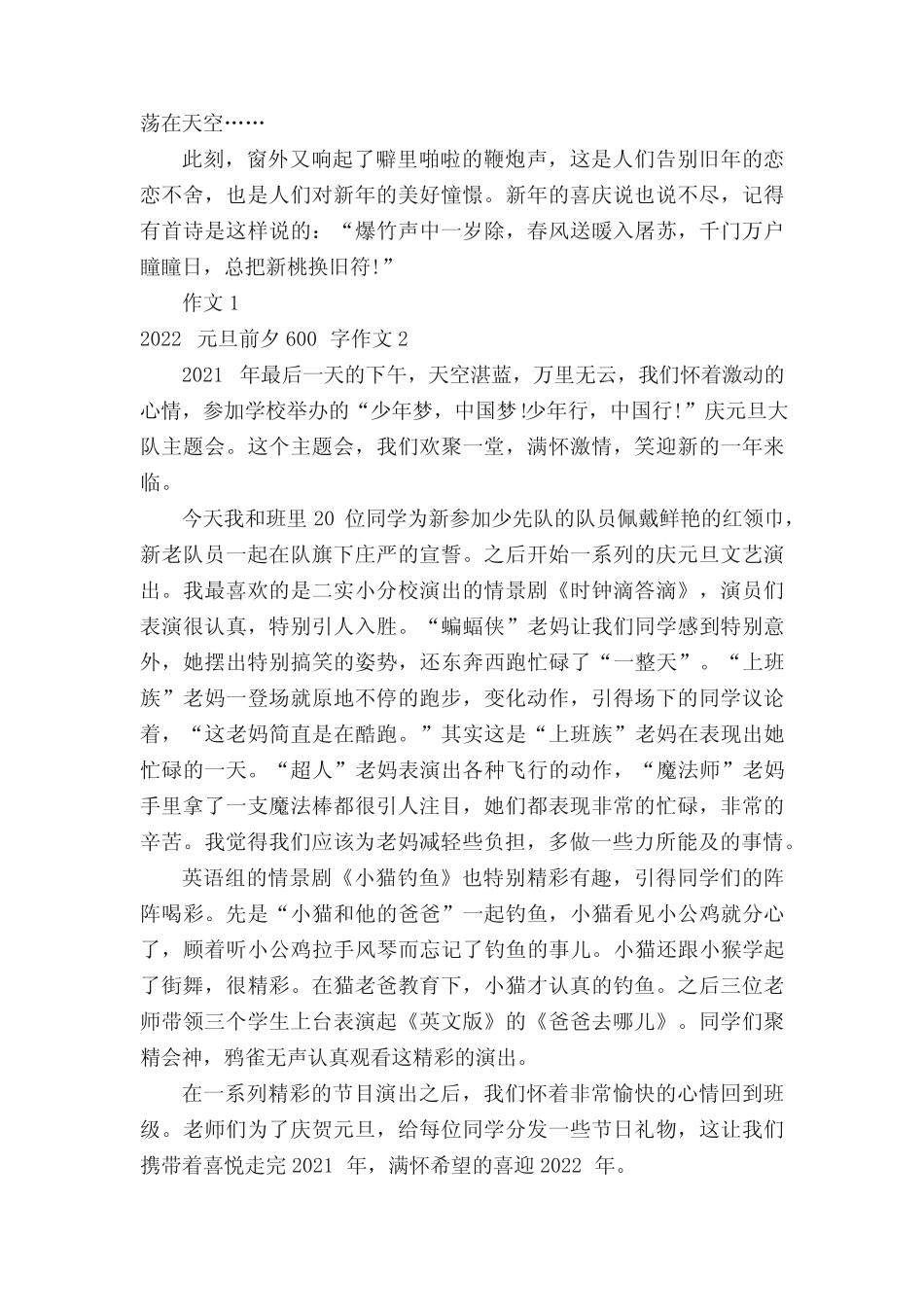 2022元旦前夕600字作文5篇 _第2页
