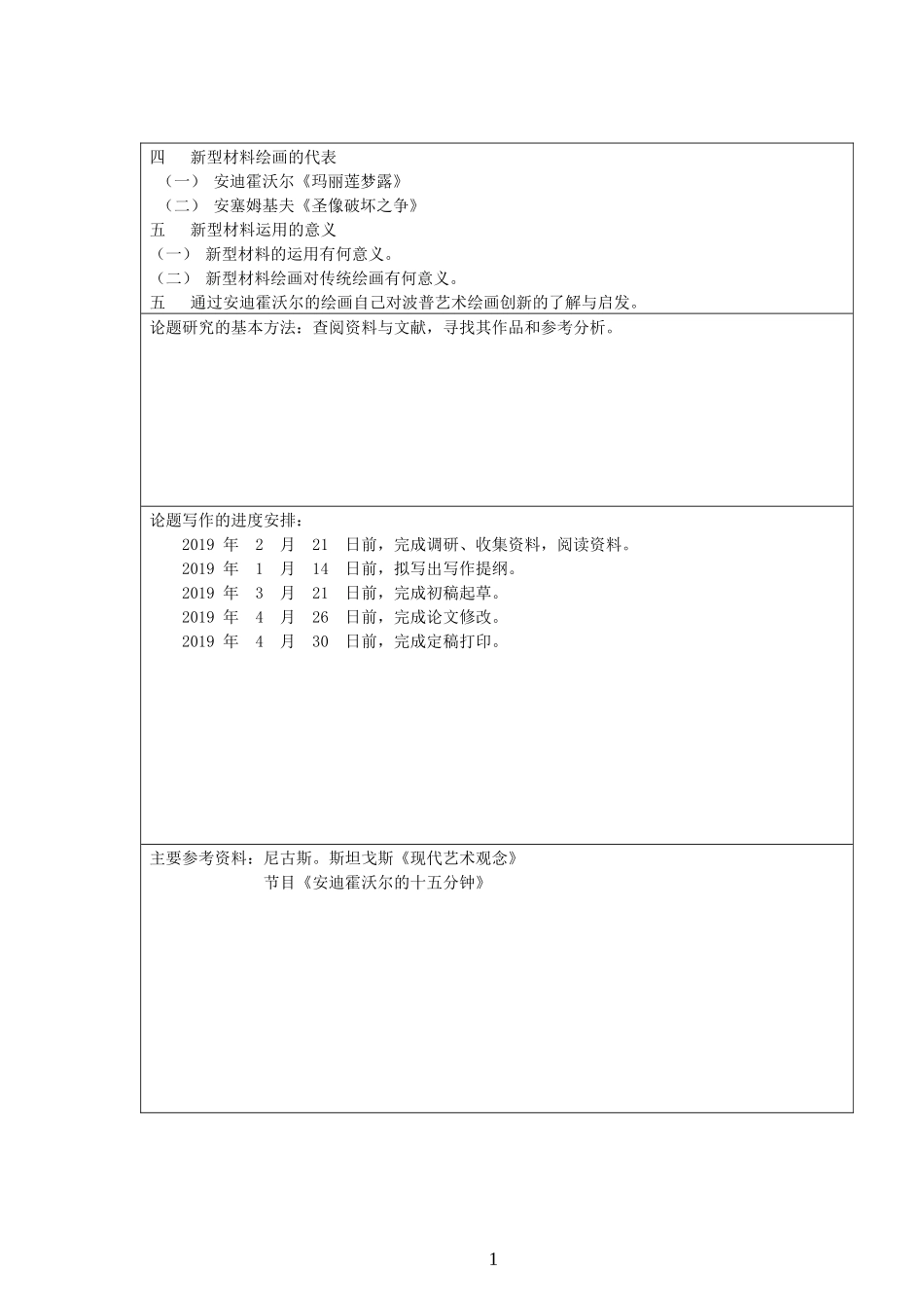 艺术学院   安迪霍沃尔油画创作中新型材料的运用  开题报告_第2页