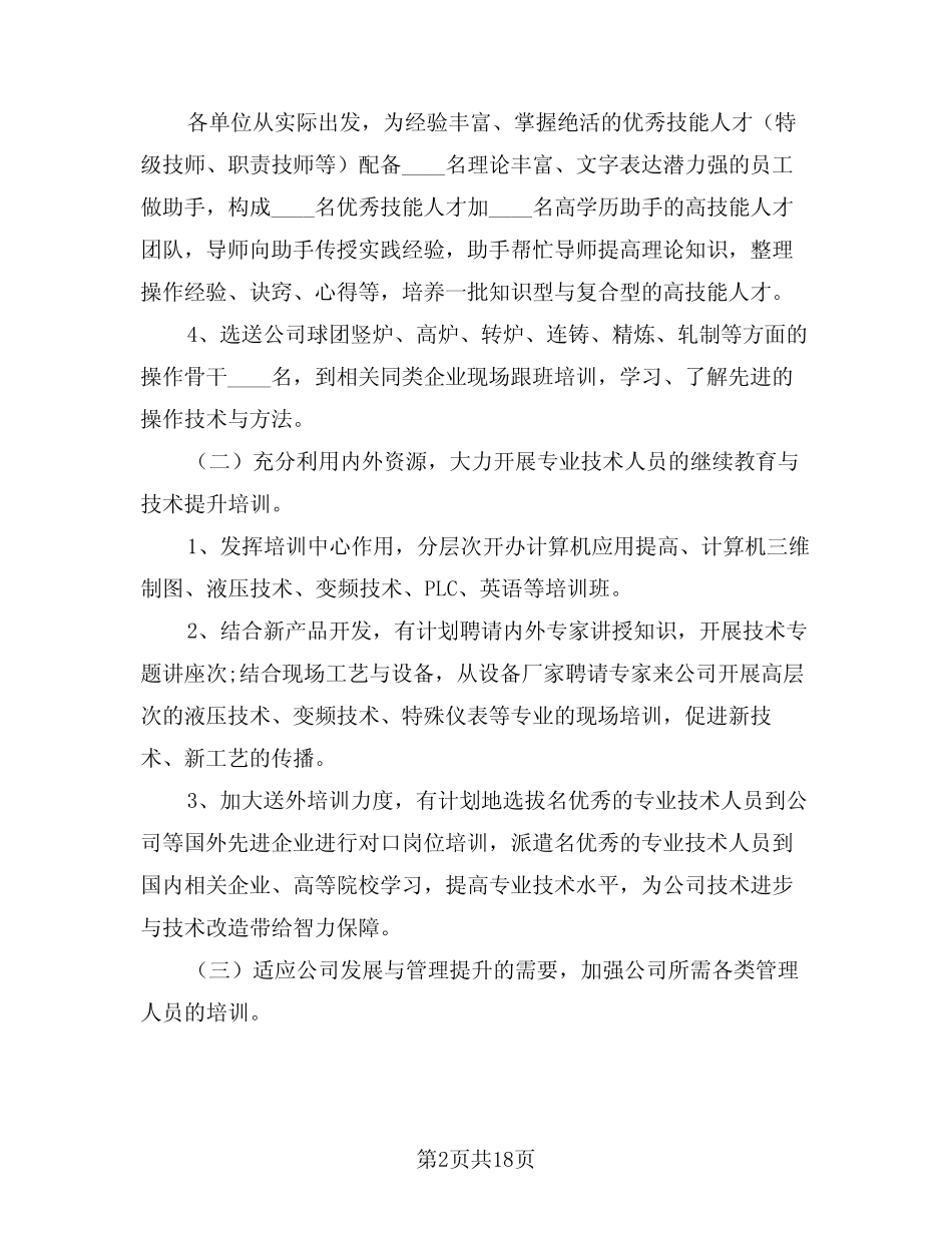 2024年精选人力资源工作计划模版(3)_第2页