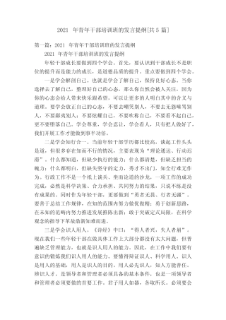 2021年青年干部培训班的发言提纲[共5篇] 