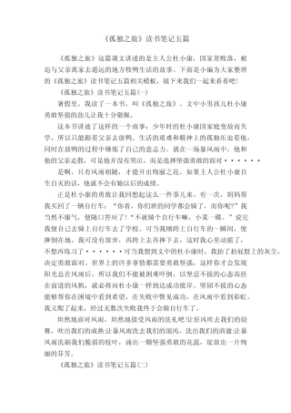 《孤独之旅》读书笔记五篇 