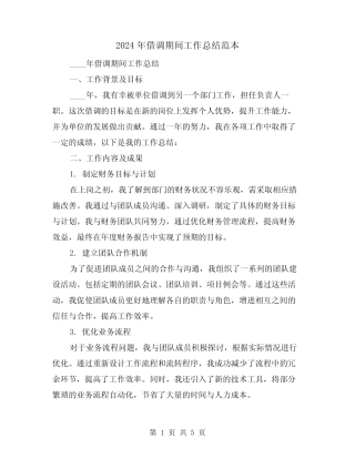 2024年借调期间工作总结范本(2)