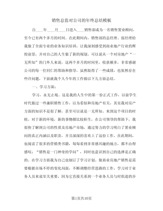 2024年销售总监对公司的年终总结模板(四篇) 