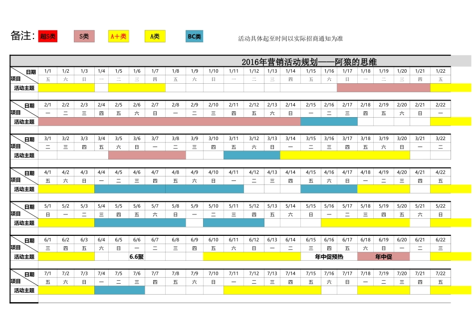2016天猫淘宝促销营销节点表_第1页