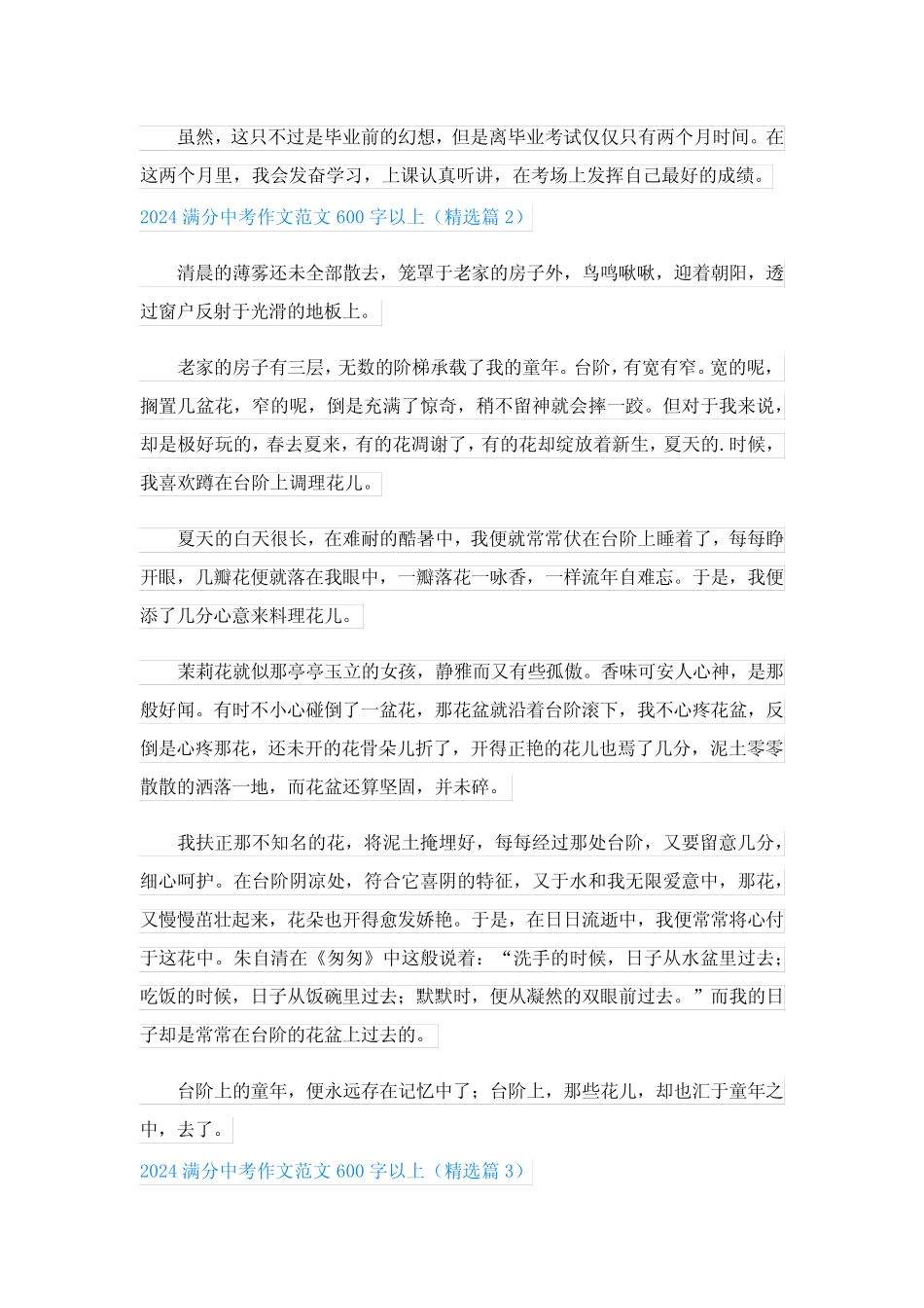 2024满分中考作文范文600字以上(真题15篇) _第2页