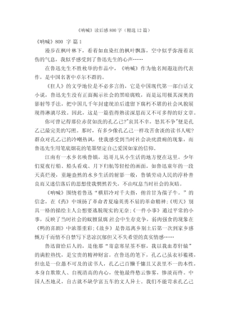 《呐喊》读后感800字(精选12篇) 