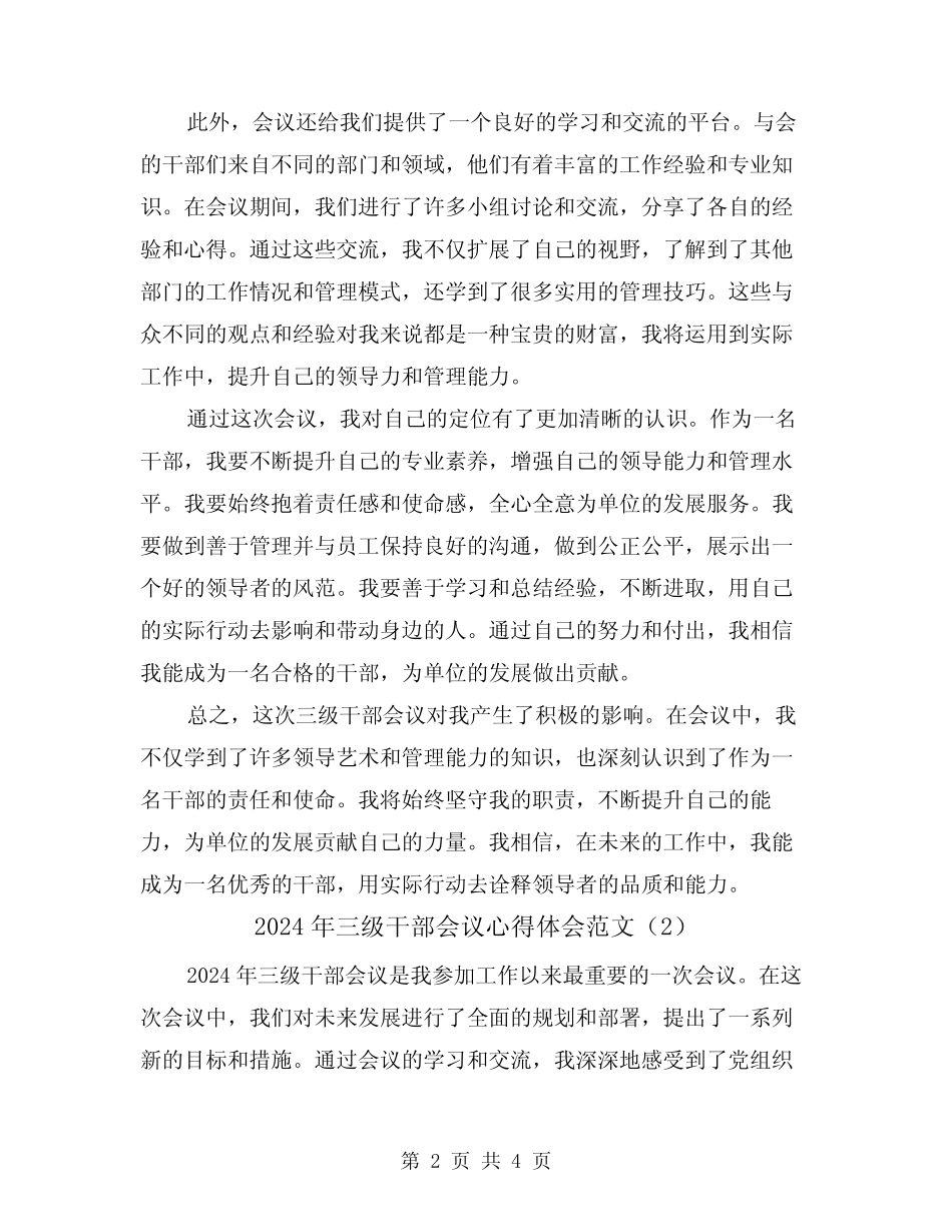 2024年三级干部会议心得体会范文(2篇) _第2页