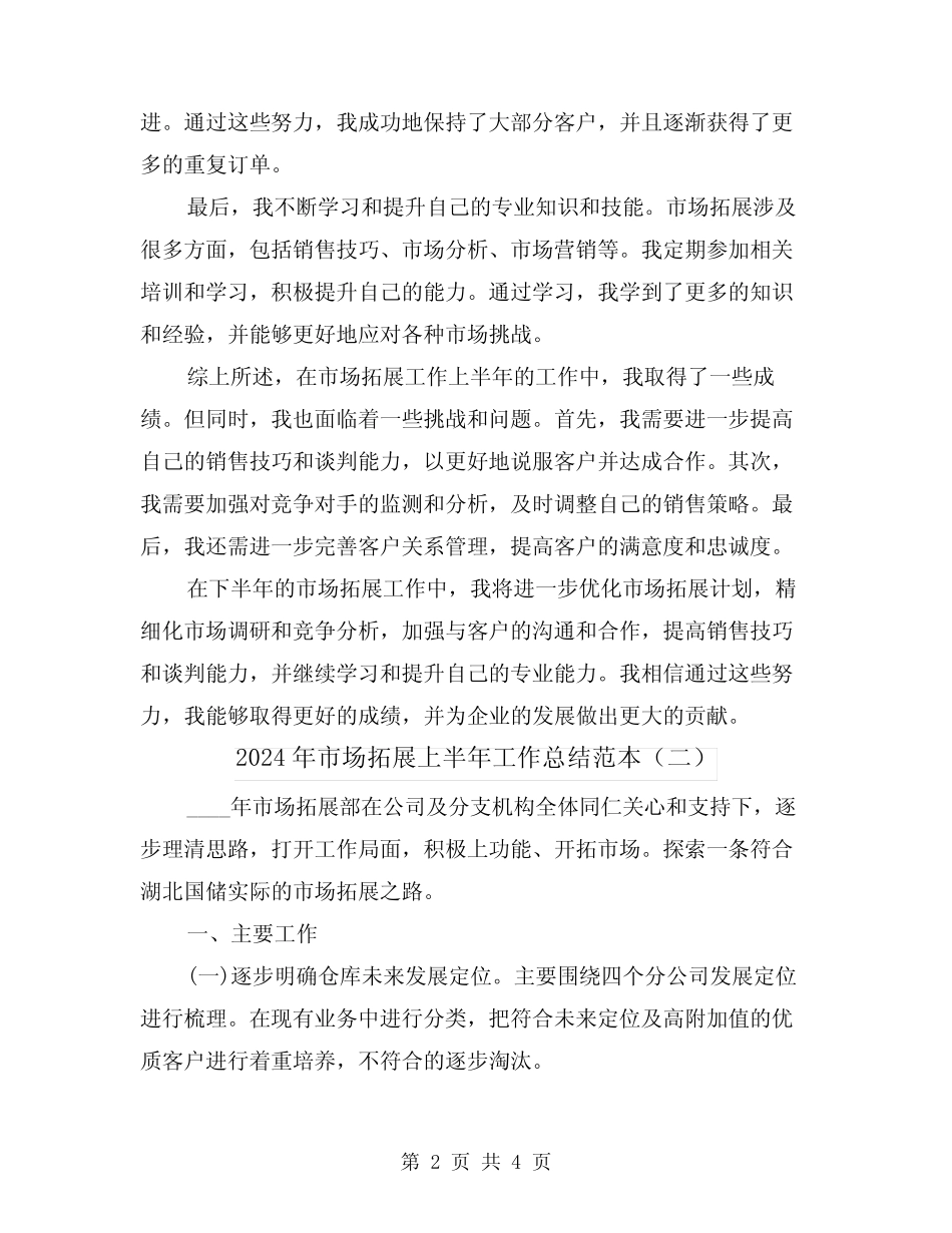 2024年市场拓展上半年工作总结范本(二)_第2页