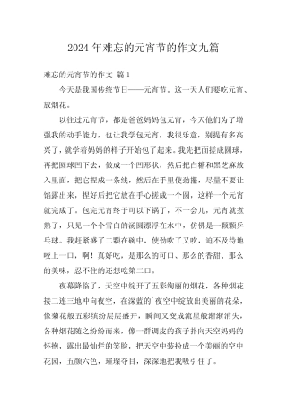 2024年难忘的元宵节的作文九 