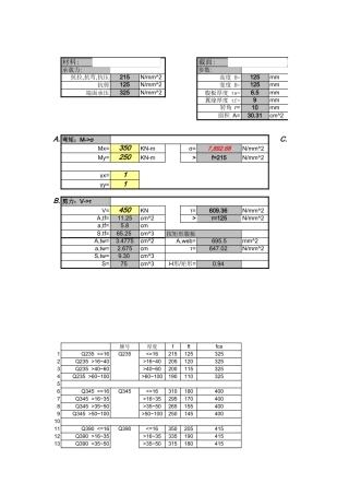 H型钢力学性能计算