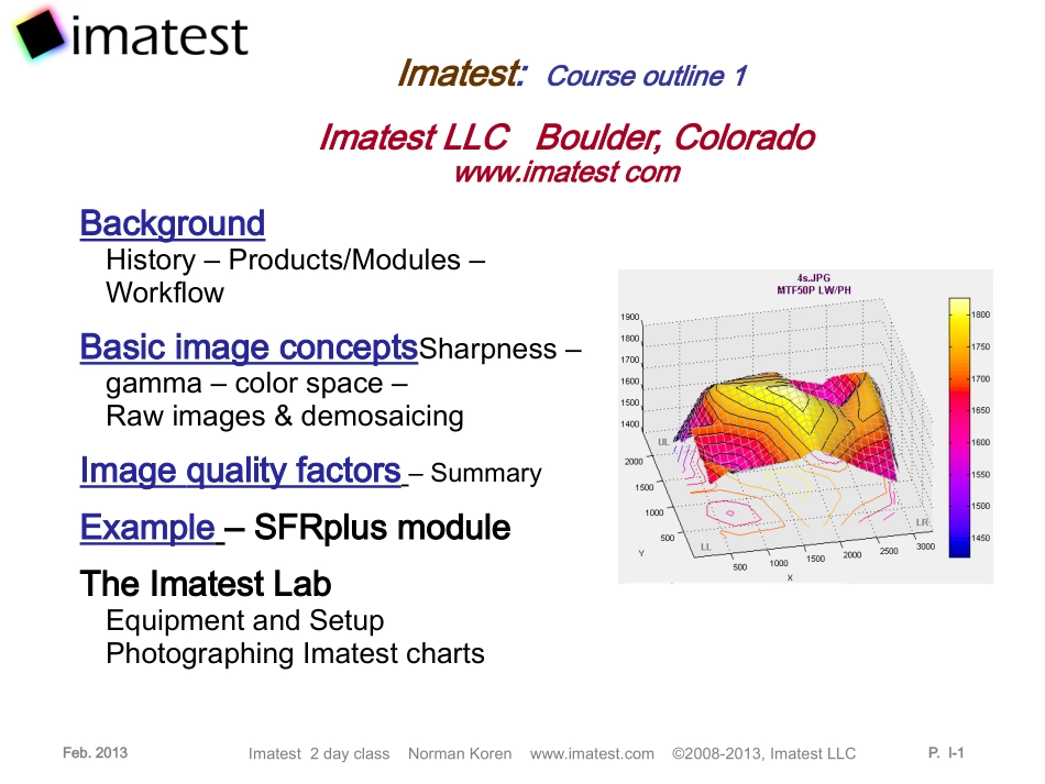 Imatest-training-class-1-2013原版完整课件_第1页