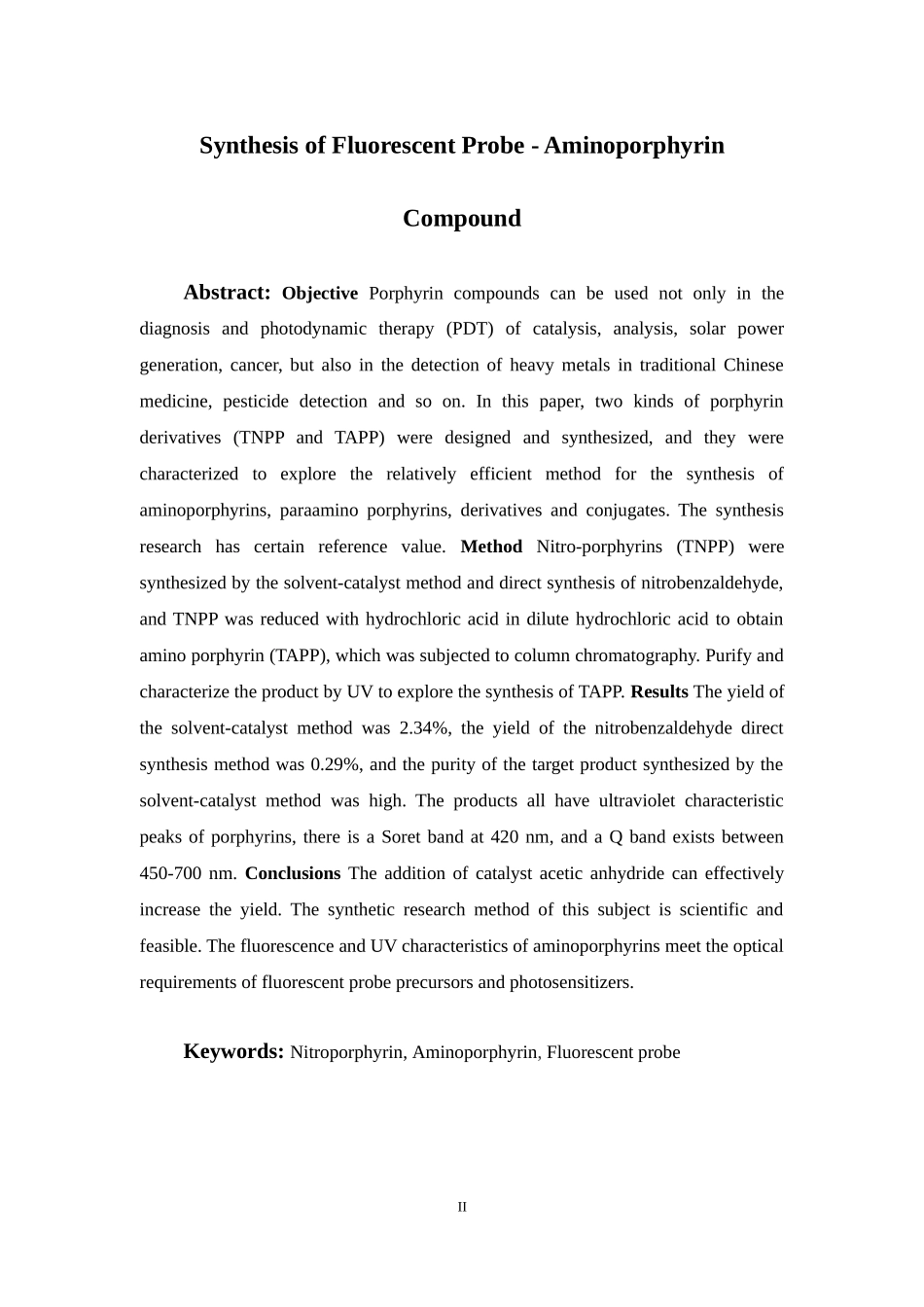 荧光探针-氨基卟啉化合物合成工艺研究  中药学专业_第3页