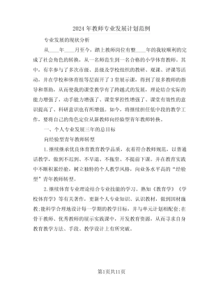 2024年教师专业发展计划范例(四) 
