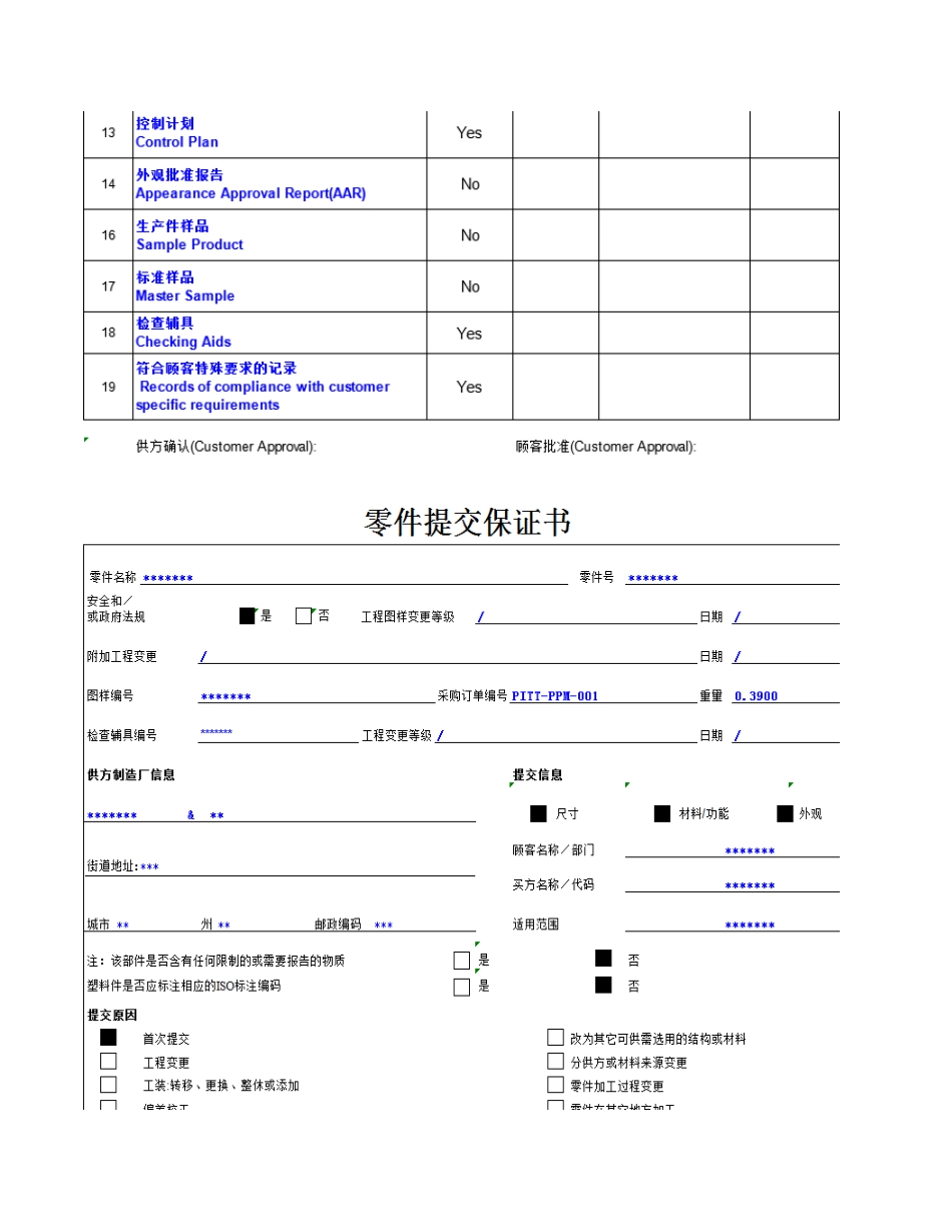 PPAP全套表格模板推荐(excel表格)_第3页