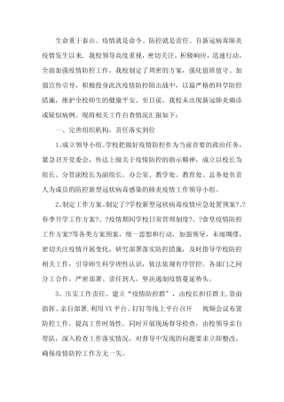 2020年学校疫情防控工作自查情况报告3篇