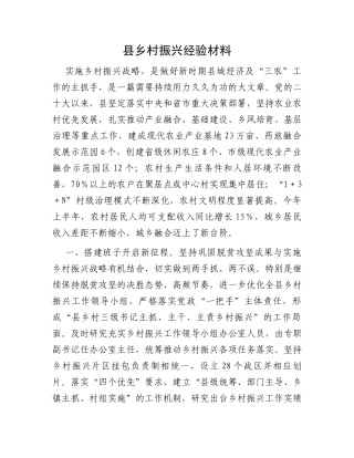 县乡村振兴经验材料