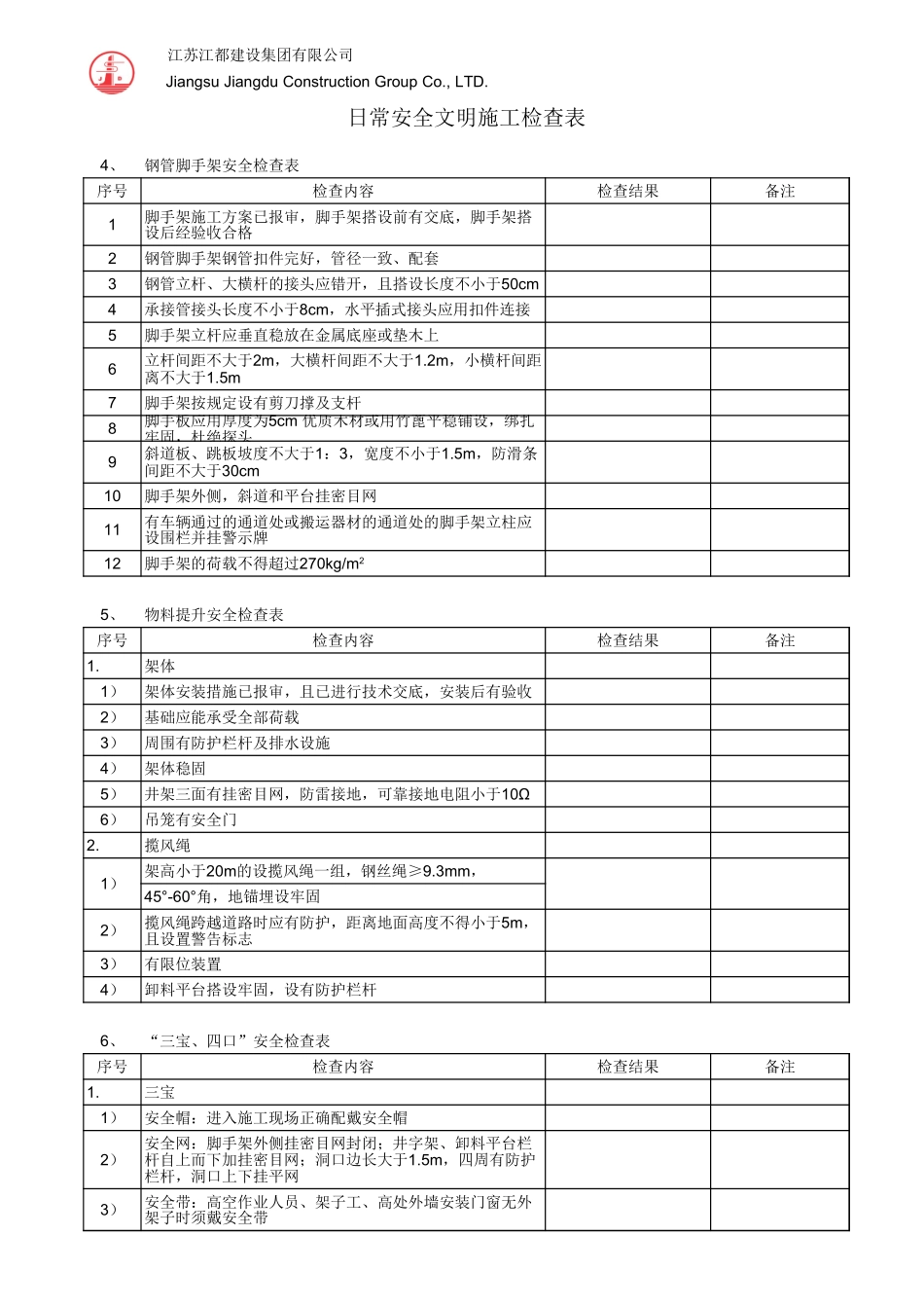 安全检查表清单_第2页