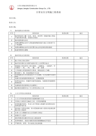 安全检查表清单