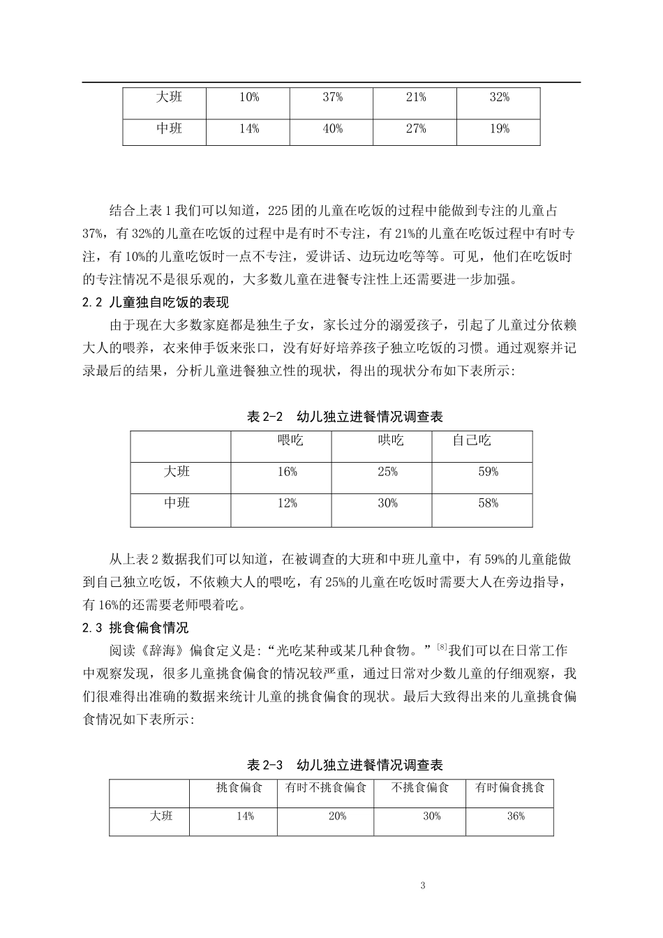 幼儿园中儿童饮食习惯的研究分析论文设计_第3页