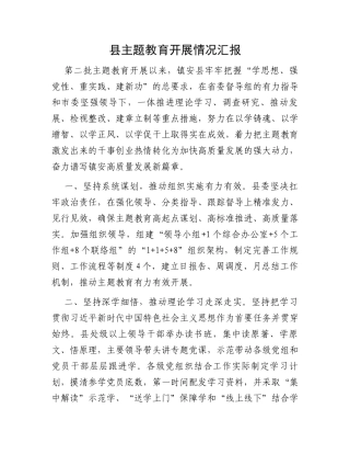 县主题教育开展情况汇报