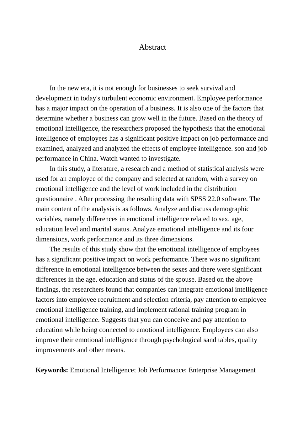 应用心理学专业员工情绪智力与工作绩效的关系研究——以洛阳某工程有限工司为例_第3页