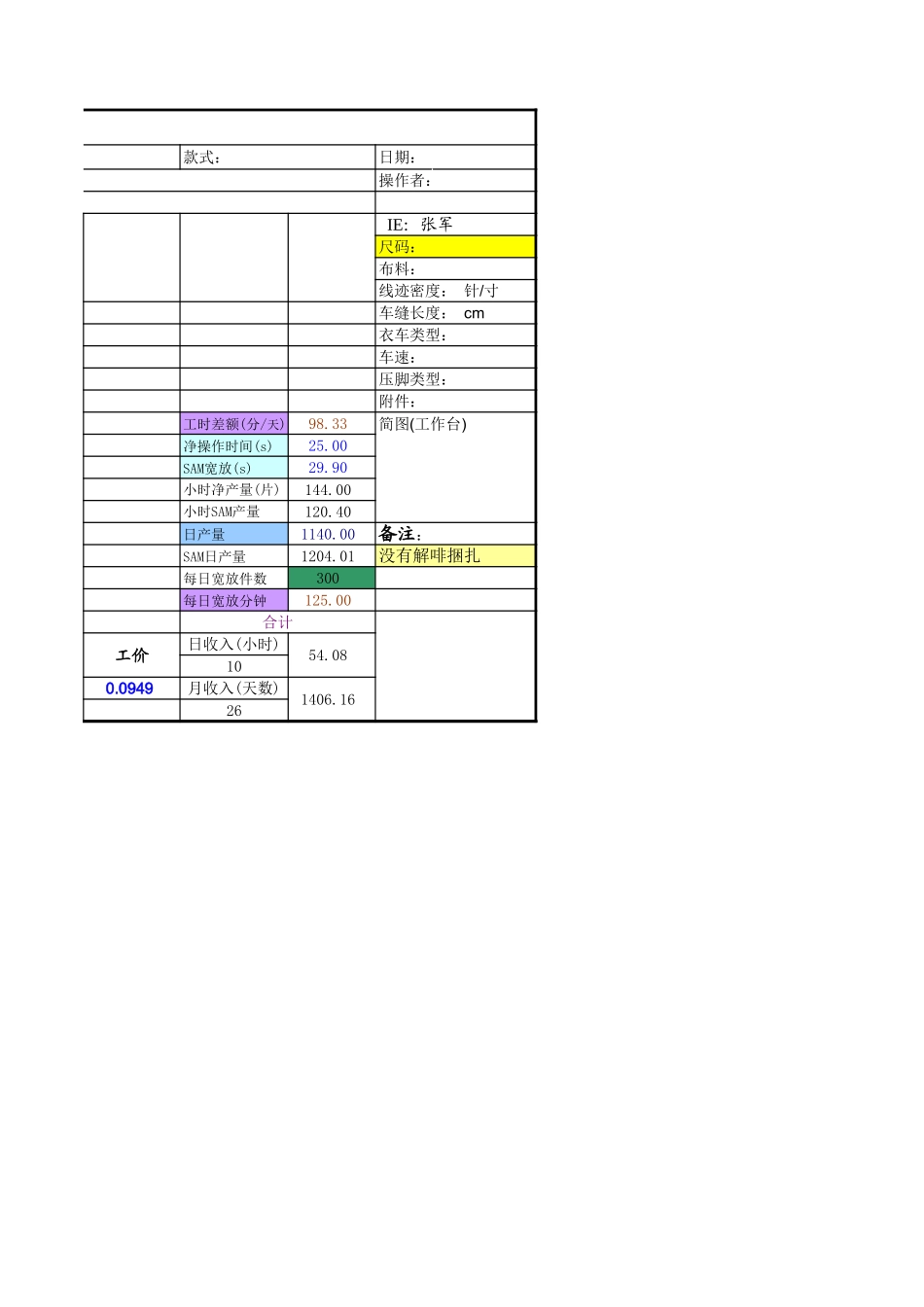 标准工时SAM模板_第2页