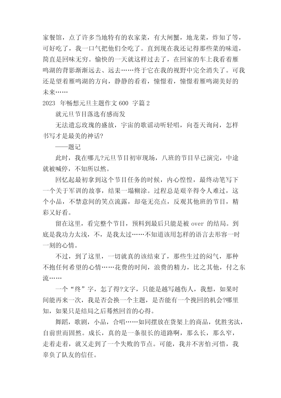 2023年畅想元旦主题作文600字例文10篇 _第2页