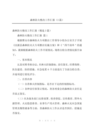 森林防火整改工作汇报(3篇)