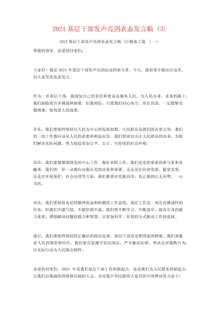 2024基层干部发声亮剑表态发言稿2篇 