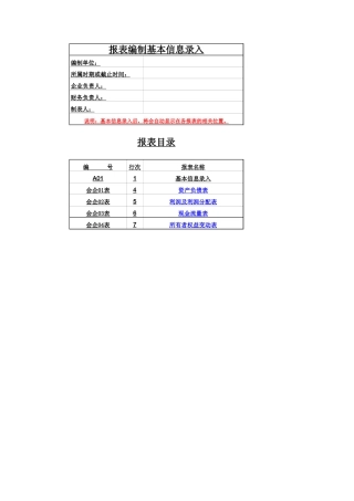 财务报表模板：资产负债表、利润表、现金流量表(填数据自动生成)