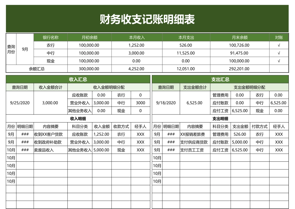 财务收支记账明细表_第1页