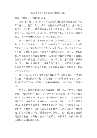 2023年禁毒工作会议总结(精选25篇)