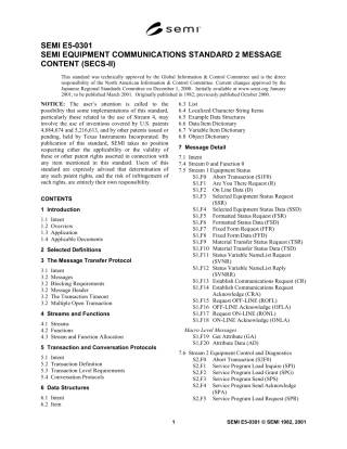SEMIE5-0301SEMIEQUIPMENTCOMMNICATIONSSTANDARD2MESSAGECONTENT原版完整文件