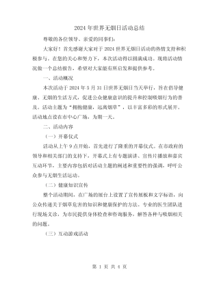 2024年世界无烟日活动总结(二) 