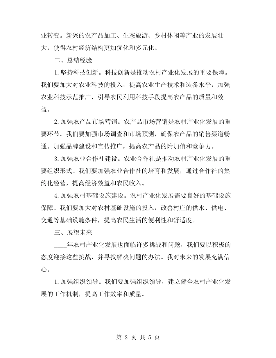 2024年农村产业化发展总结讲话(2) _第2页