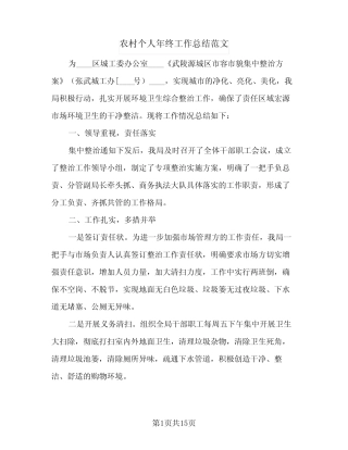 2023年农村个人年终工作总结范文(5篇)