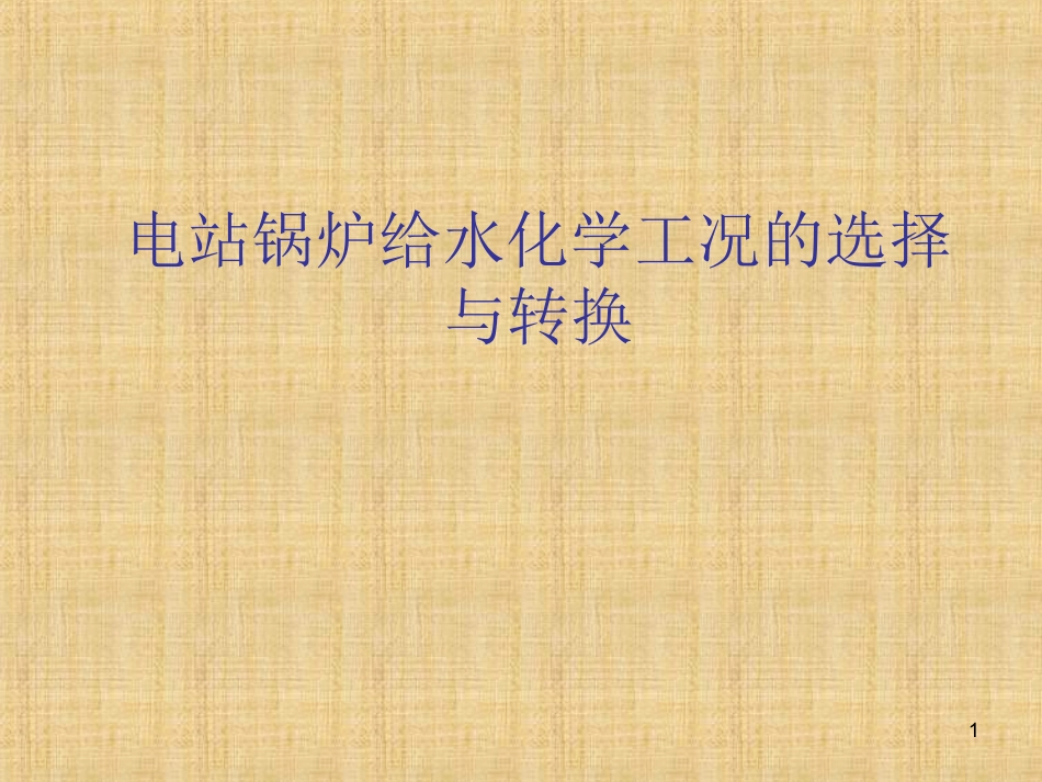 电站锅炉给水化学工况的选择与转换_第1页