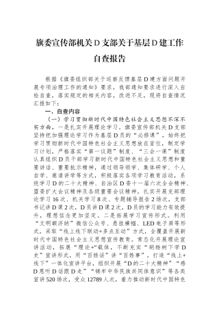 旗委宣传部机关党支部关于基层党建工作自查报告