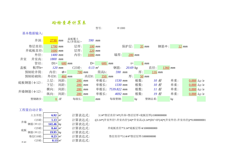 检查井工程量计算(自动出结果)_第1页