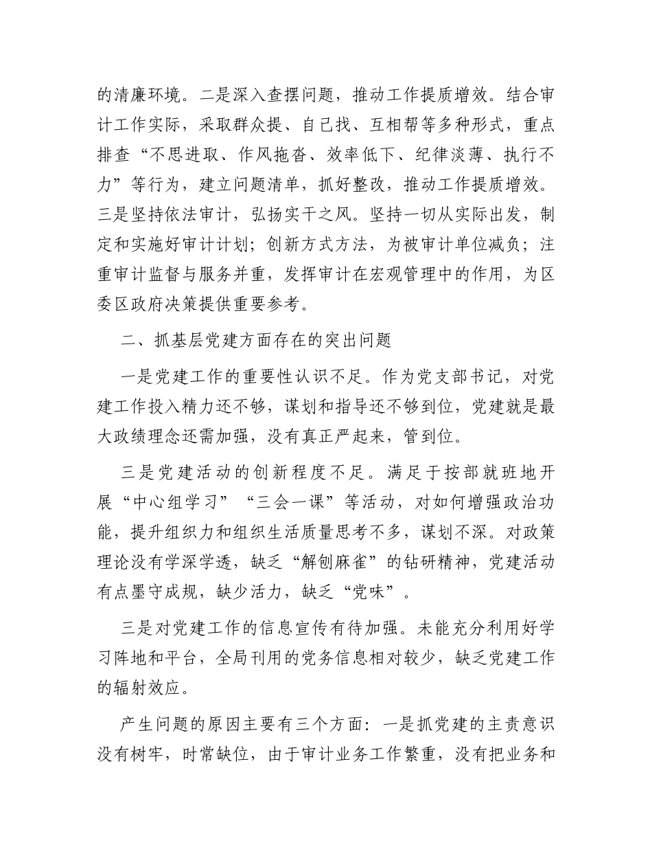 区审计局党支部书记抓基层党建工作述职报告_第3页