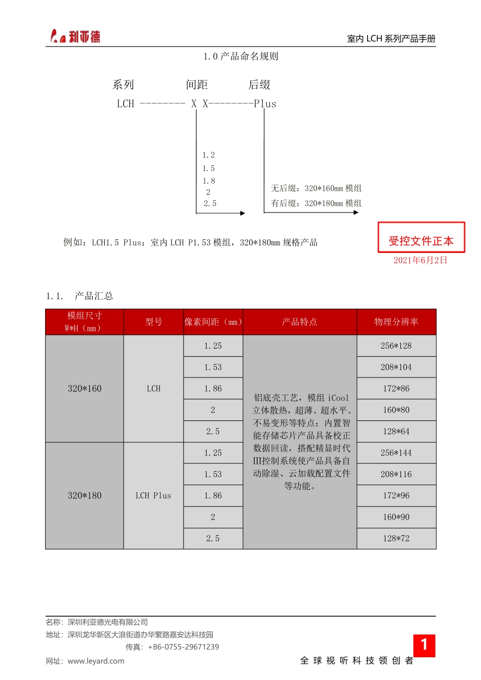 利亚德 LCH 系列室内 LED 显示屏 共阳全彩系列 产品手册说明书完整_第2页