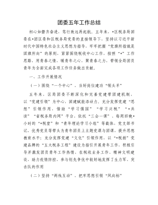 团委五年工作总结